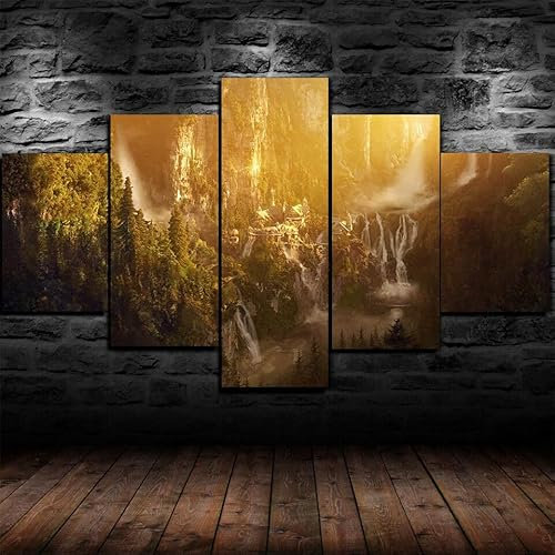 DTASSVEW Leinwanddrucke Kreatives Geschenk 5 Stück Leinwand Bilder Moderne Wandbilder Xxl Wohnzimmer Wohnkultur Gerahmte - The Lord Of The Rings Series Poster-A012 - Drei Größen
