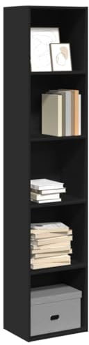 Myheimly Bücherregal Standregal Aktenregal Wandregal Raumteiler Regal Raumtrenner Büroregal Mehrzweckregal Schwarz 40x30x189 cm Holzwerkstoff