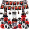 35 Pieces Vampire Party Decoration, Vampire Banner Table Honeycomb Centerpieces Cake Topper Vampire Halloween Party Balloons for Vampire Fans Birthday Party Supplies