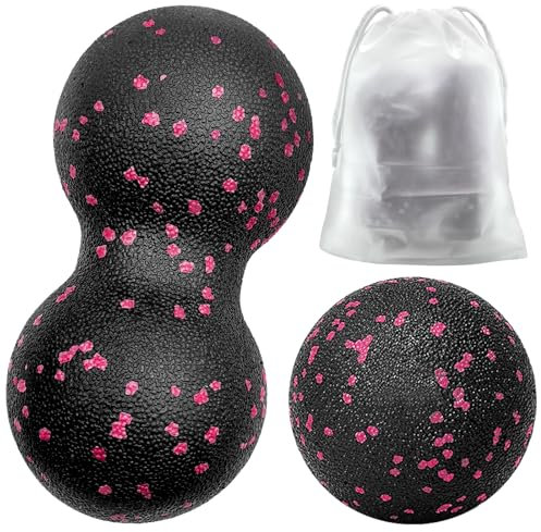 Gemtte Faszienball und Duoball, 2 Stück Massageball Set, Klein Faszienball Nacken für Wirbelsäule Fuß Nacken und Rücken, Rosa