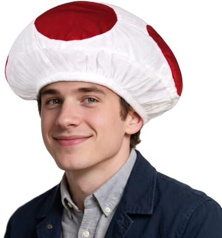 MCJC Pilzhut Halloween Rot Weiß Gepunktete Kröte Kostüm für Erwachsene Cosplay Kopfbedeckung Party Fliegenpilz Hut Zubehör
