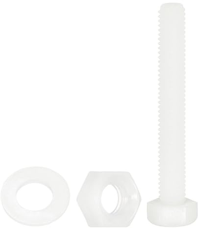 sourcing map 150 Stück/50 Sets Nylon-Sechskantschrauben, M5 x 35 mm, Kunststoff, Vollgewinde, Sechskantschrauben, Schrauben und Muttern mit flachen Unterlegscheiben für Maschinen, Elektronik