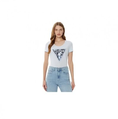 GUESS Damen-T-Shirt Triangle Tee Cream White ES25GU08 W5RI21J1314 G012, mehrfarbig, X-Large