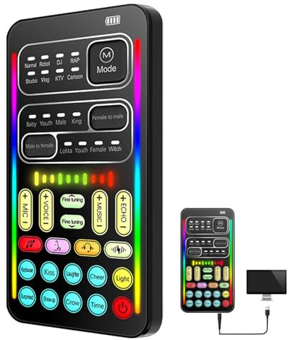 Cambiador De Voz, Disfrazador De Voz Portátil, Tarjeta Sonido con 8 Cambios De Sonido De Efectos De Sonido, Cambiador De Voz Compatible con Teléfono Móvil, Computadora, Mesa