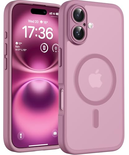 TOCOL Cover Magnetica per iPhone 16 6,1 Pollic, Compatibile con MagSafe, Protezione Fotocamera Integrata, Custodia Antiurto Traslucida Opaca, Lilla Viola