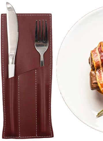 lvgvhbjas Leather Cutlery Sleeve, Oil Resistant Table Utensil Holder, Utensil Cutlery Holders Pouch Bags, Silverware Storage Bag, Table Decorations for Dining Room, Kitchen, Party Wedings