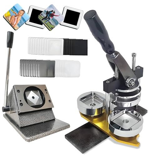 Square -Kühlschrank -Magnete Maker Machine Kit - 2x2 Zoll (50 x 50 mm) DIY Magnetic -Abzeichen Presse mit Papierschneider -Werkzeug & 100/400/700/1000pcs Magnetic Sheets für Foto -Kühlschrankmagnete