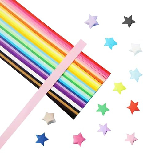 Tharvolex Origami Star Paper Strips, 1620pcs, 27 Colours Mixed for DIY Crafts & Decorations