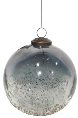 Antikas - Premium Weihnachtskugeln Glas, grau glänzend - handgemacht in Indien, ⌀13 cm, 4er Set