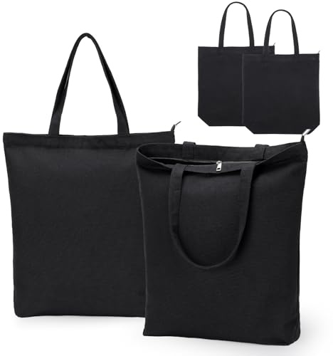 Einfa Stofftasche mit Reißverschluss, Tote Bags Stoffbeutel zum Bemalen