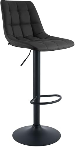 CLP Barhocker höhenverstellbar Mapun, Barstuhl 360° drehbar, gepolstert mit Metallgestell für Küche, Theke, Bar und Lounge, Farbe:schwarz, Material:Kunstleder