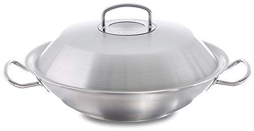 Fissler Original-Profi Collection/Edelstahl-Wok (Ø 30 cm) große Wok-Pfanne unbeschichtet, Asiapfanne mit Metall-Deckel, alle Herdarten - auch Induktion