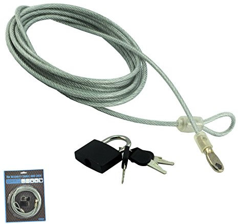Home Garden Online 3M Steel Security Cable And Lock (Pack of 1)