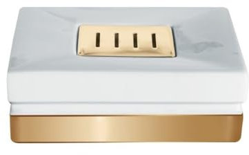 Spirella Porte Savon Porcelaine Roma Blanc & Or