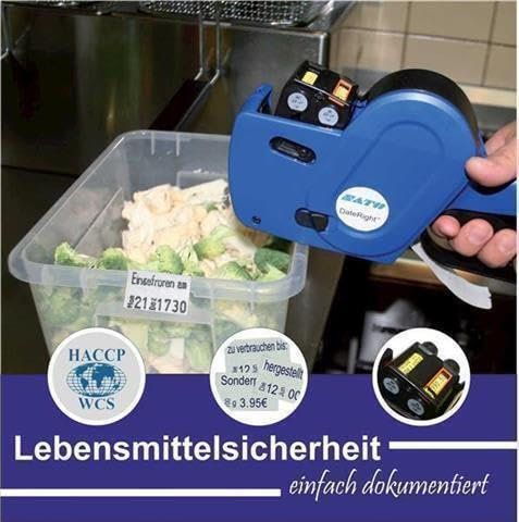 Preisauszeichner / Handauszeichner Sato Judo FOOD 13 Texte + 8 Stellen für Etiketten 26 x 16mm + 5 Farbrollen ohne Haftetiketten