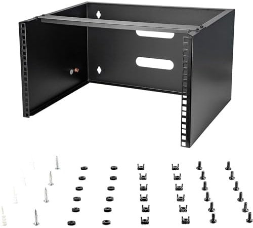StarTech.com 6HE Netzwerkschrank 19 Zoll 6HE für Wandmontage - 14 Zoll tief - Kleiner Serverschrank/Wand Half Rack - 19 Wandhalterung für Server/IT Geräte - 20kg Belastbarkeit, Schwarz (WALLMOUNT6)