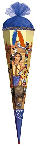Schultüte Indianer zwei Federn, Schmuckborte 85 cm