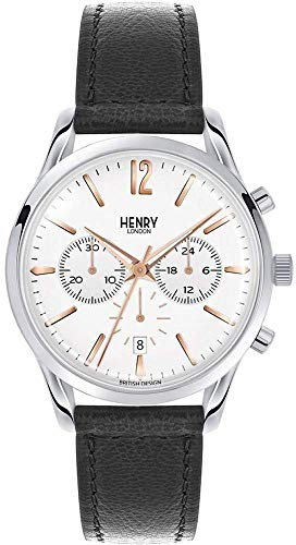 Henry London Unisex Erwachsene Analog Quarz Uhr mit Leder Armband HL39-CS-0009