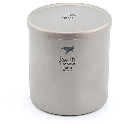 Keith 220 ml / 600 ml Titan Becher Saugnapf Doppelwandig Ultraleicht Titan Becher Tassen Leichte Tragbare Camping Wandern (Ti3302-300ml)