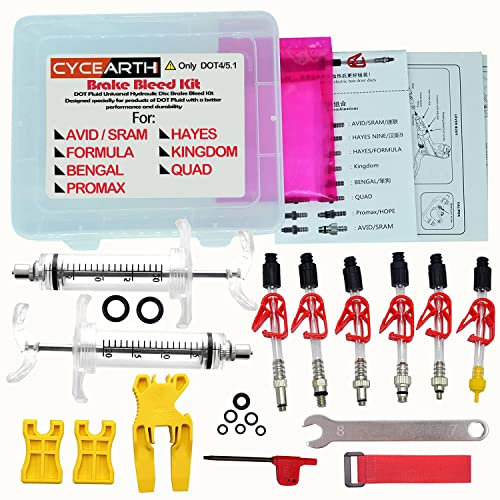 CYCEARTH Fahrrad Bremse DOT Öl Bleed Kit für Avid Sram Code 5 Code R Juicy Ultimate Elixir Formula Hayes Bngal Hope Quad Hydraulische Disc Werkzeuge (Kit A)