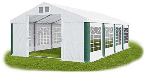 Partyzelt 5x8m wasserdicht weiß-grün mit Bodenrahmen 560g/m² PVC Plane Solide Festzelt Gartenzelt Summer Floor SD