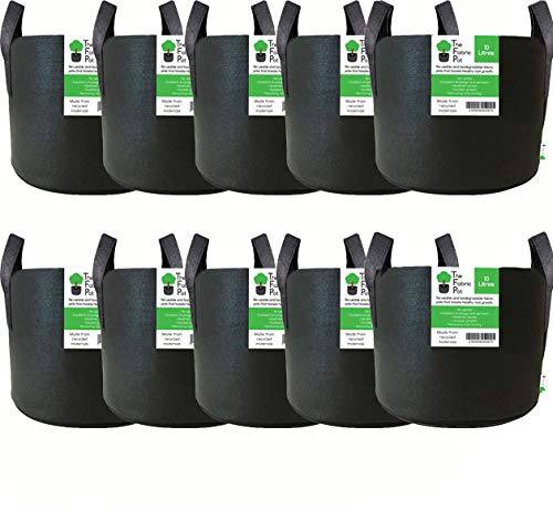10 x Fabric Pot Round Black 12L
