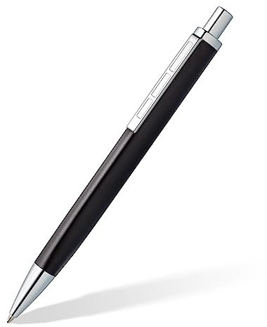 STAEDTLER Druckkugelschreiber triplus 444 M, Farbe Antique Anthracite, hochwertiges Metallgehäuse in ergonomischer Dreikantform, Großraummine M, Schreibfarbe Blau, 444 M09-3