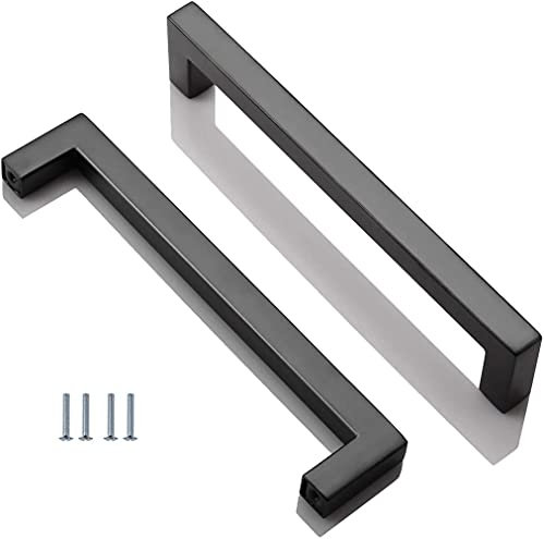 ANSIEDIO 2 Pack Black Stainless Steel Cupboard Handles - 160mm Kitchen Cabinet Door Handles Furniture Drawer T Bar Pulls