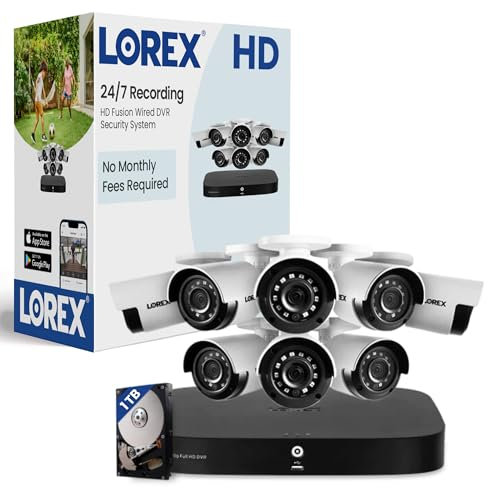 Lorex 1TB 8CH HD 1080p Wired DVR Security System with 8 Bullet Cameras Indoor Outdoor