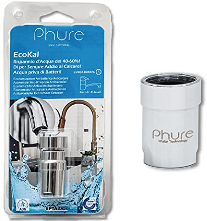 Phure - ECOKAL Magnetischer und antibakterieller Wirtschaftsmittel, mit Spirale aus Silber, Wassereinsparung von 40/60 %, für alle Wasserhähne im Haus, Küche, Bad F22/M24 (ohne Gelenk)
