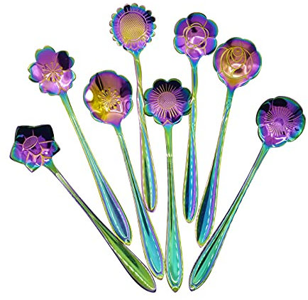 Flower Coffee Spoons 8pcs Stainless Steel Tea Spoon DBOO Coffee Tea Sugar Stirring Spoon Ice Cream Cake Dessert Spoon