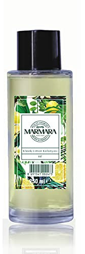 MARMARA Limon Kolonya 80° 250ml Splash Glasflasche | Eau de Cologne | After Shave | Rasierwasser | Zitronenduft | Kölnischwasser | Classik Lemon Duftwasser für Damen und Herren -