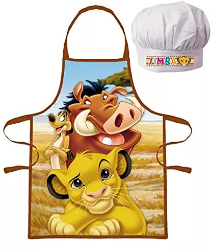 Palleon Ensemble tablier de cuisine et toque pour enfant Le Roi Lion