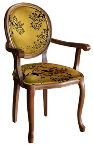 Casa Padrino Barock Esszimmerstuhl Gold/Schwarz/Braun - Handgefertigter Antik Stil Stuhl mit Armlehnen - Esszimmer Möbel im Barockstil