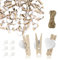 Andiker Lot de 50 Mini Pinces à Linge en Bois Naturel avec Ficelle de Jute de 10 m - Crochets à Suspendre - décoratifs pour fête de Mariage, Support Photo, décoration de Cartes et Artisanat