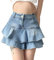 Sawmew Damen Jeansrock E-Girl Y2K Gefaltete Röcke mit Zip Tasche Minirock Rüsche High Waist Sommerrock Freizeitrock Minikleid Hemdkleid Dress Skirts Sport Skater Tennis Schule
