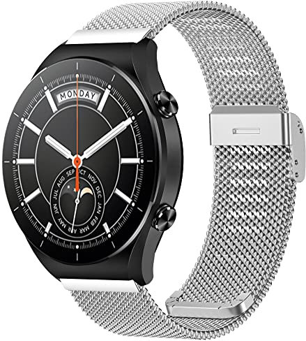 Hiseus Armband Kompatibel mit Xiaomi Watch S1, 22mm Edelstahl Metall Ersatz Armband für Xiaomi Watch S1 / S1 Active/Mi Watch (Silber)