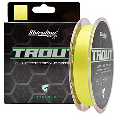 Sbirulino® Filo Lenza da Pesca Fluorocarbon Coating Trout 150-500-1000 m, Diam. da 0,12 a 0,25. Speciale Trota Competition.