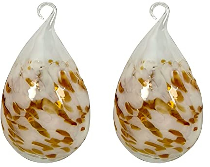 Lauschaer Glas Ostereier aus Glas mit Granulat Verschiedene Größen und Sets mundgeblasen handgeformt (2, opalweiß mit Gold)