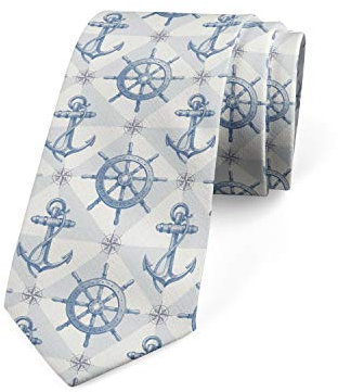 494 Moderne Kravatte Kompass-Anker Mit Blauem Blassgrau Herrenkrawatte Mehrfarbige Slim Tie Retro Hochzeit Krawatten Für Mit Anzug, Festlichkeiten, Business