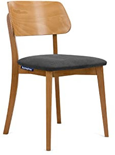Konsimo Vinis Esszimmerstühle - Modern Holzstuhl 80,5x45x47cm - Küchenstühle - Stuhl Esszimmer, Küche, Wohnzimmer - Universal Esstisch Stühle mit Weicher Polsterung - Graphit/Eiche Hell
