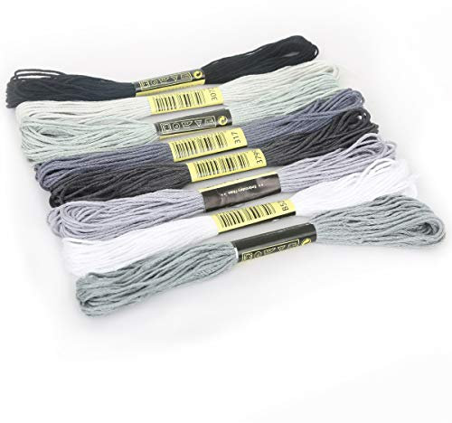 Filo Da Ricamo 8 Pcs Multicolor Ancora Filo Simile Punto Croce Cotone Matasse for Cucire Ricamo Filo Interdentale Kit Strumenti di Cucito FAI DA TE Mestiere Fili Per Ricamo (Color : Grey)