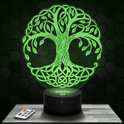 Lampada Led 3D Albero della Vita decorazione Meditazione Zen Porta Fortuna. Idea regalo uomo donna oggetto Albero della Vita luce notturna adulto decorazione camera. Idea regalo natale