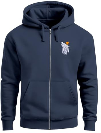 Neverless® Zip-Hoodie Herren Polygon Wolf Wald Sweatjacke Kapuze Print Outdoor Zipjacke Männer Fashion
