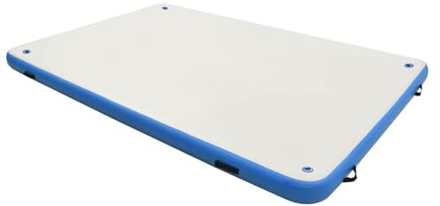 ARKEM Aufblasbare Schwimmmatte Blau und Weiß 300x200x15 cm Stoff Luftmatratze Wasser Schwimmliege Mit Netz