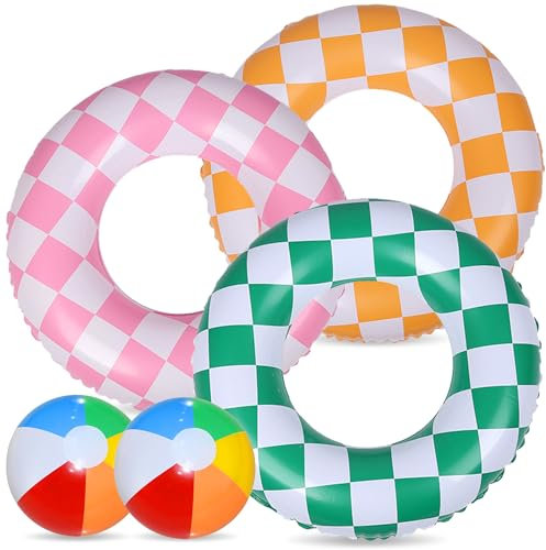 Chennyfun 5 Stück Aufblasbare Schwimmringe 35.4‘’/90cm, Schwimmreifen für Kinder Erwachsene, Sommer Wasser Schwimmreifen groß, Kinder Luftmatratze Schwimmhilfe Wasserspielzeug für Pool Strand