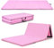 GOPLUS Tapis Gymnastique Pliable pour Yoga, 5cm d'Épaisseur, 4 Plis & Poignée Transport, Matelas d'Entraînement en Cuir PU, Attache à crochets et Boucles, 240x118x5cm,Rose