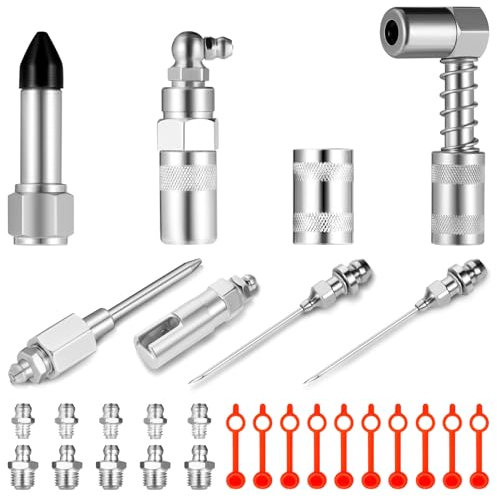 FERSTALO Fettpresse Adapter Fettpresse Aufsatz für Schmiernippel Mundstück für Fettpresse Schmiermittel aufsatz Fettpressenrohr Adapter Schmierpresse Anschluss Nippel (7 Typen)