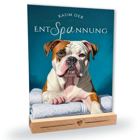 siviwonder Hundeschild Bulldog No.1 Entspannung Dog Schild Deko Badezimmer Holzständer Old English Geschenkidee lustiger Spruch Hundemotiv Aluminium Wetterfestes Hundeschild