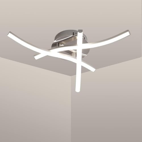 Pheashine Plafoniera LED Soffitto Dimmerabile, 18W Lampada da Soffitto Moderna con Telecomando, Lampadario LED 3 Luci Design Curvo per Camera da Letto, Soggiorno, Cucina